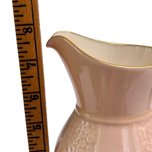 Vintage Lenox Pink Pitcher Winter Greetings w/24k 8” Made In USA Mint Condition - Picture 6 of 6